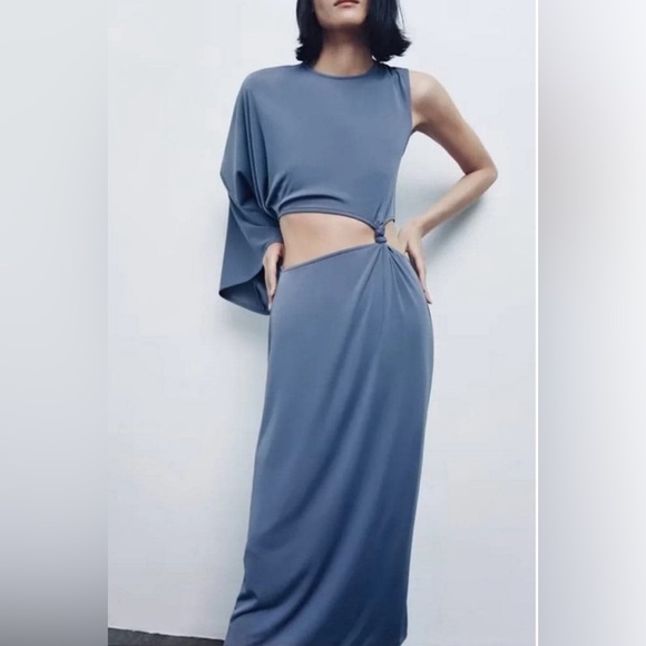 ZARA Blue One-Shoulder Dress - Picture 5 of 9